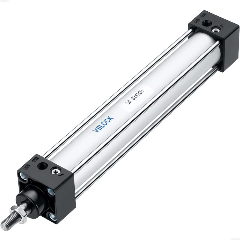 VIILOCK Pneumatic Air Cylinder 32mm Bore 200mm Stroke, Aluminium Standard Cylinder Single Piston Rod Double Action SC 32 X 200 - Image 1